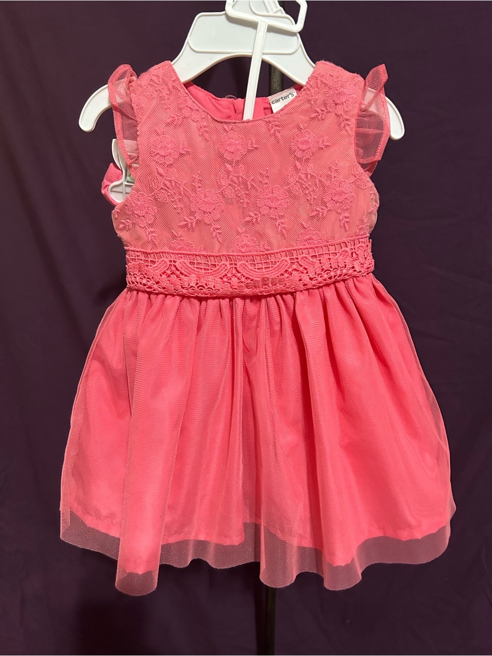 Carter's Coral Lace Bodice & Tulle Skirt Dress